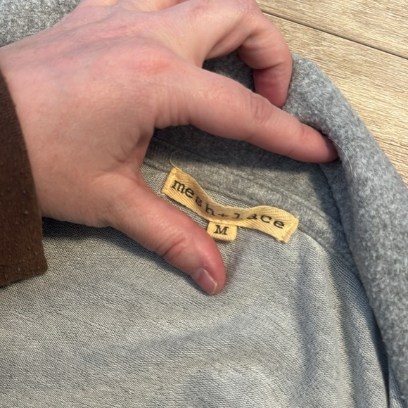 Mesh + Lace Women's Grey Sweater Open Front Cardigan Size Medium - Picture 6 of 7